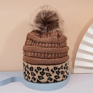 New! Leopard Print Fur Ball Cap - BTQ